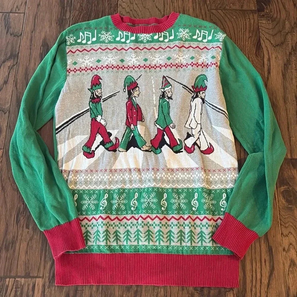 Beatles Abbey Road Ugly Christmas Sweater - Picture 1 of 3